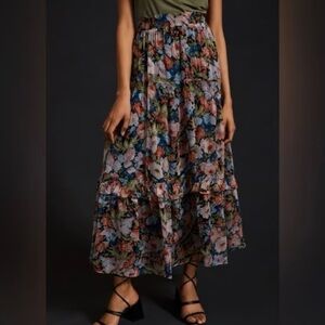 Anthropologie Multicolor Floral Maxi Skirt